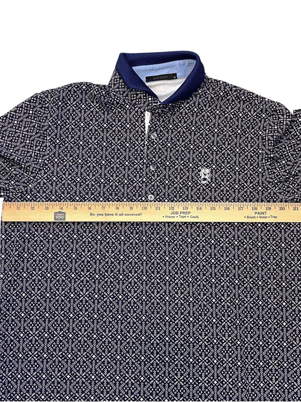 Greyson Montclair Golf Club Polo Medium Navy Patterned Performance Golf Shirt - Picture 5 of 9
